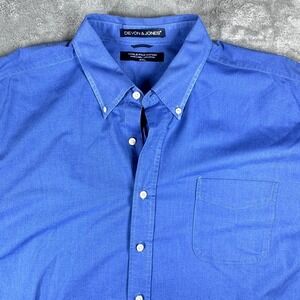 Devon‎ & Jones Noble Pima Oxford Shirt Mens 4XL Blue Long Sleeve Button Down